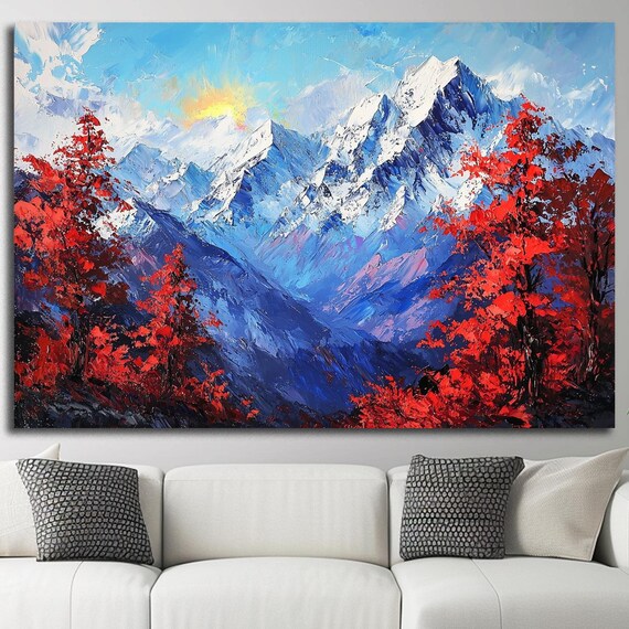Mountain Wall Art Mountain Prints Wall Art Winter Decor Winter Landscape Tree Decor Aesthetic Prints Mountain Art Desert Art