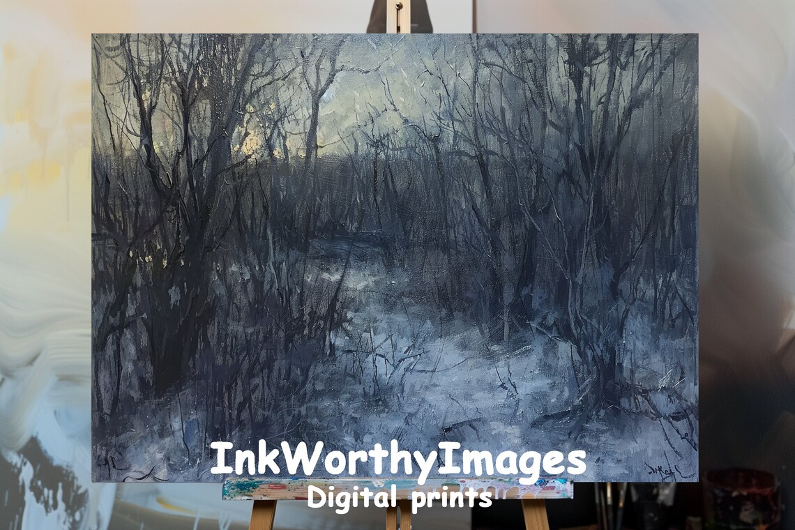 Mystic Winter Forest, Atmospheric Snowy Landscape Art Print