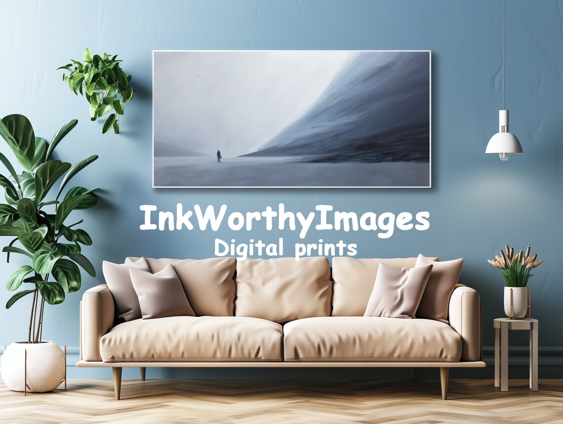 Minimalist Winter Landscape, Lone Figure in Snow - Image 4
