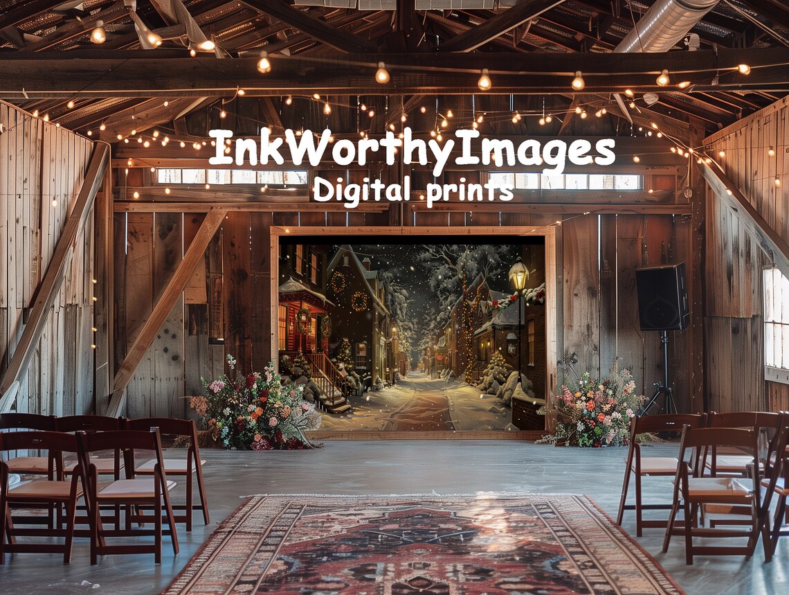 Winter Village Street, Snowy Night Christmas Decor - Image 6