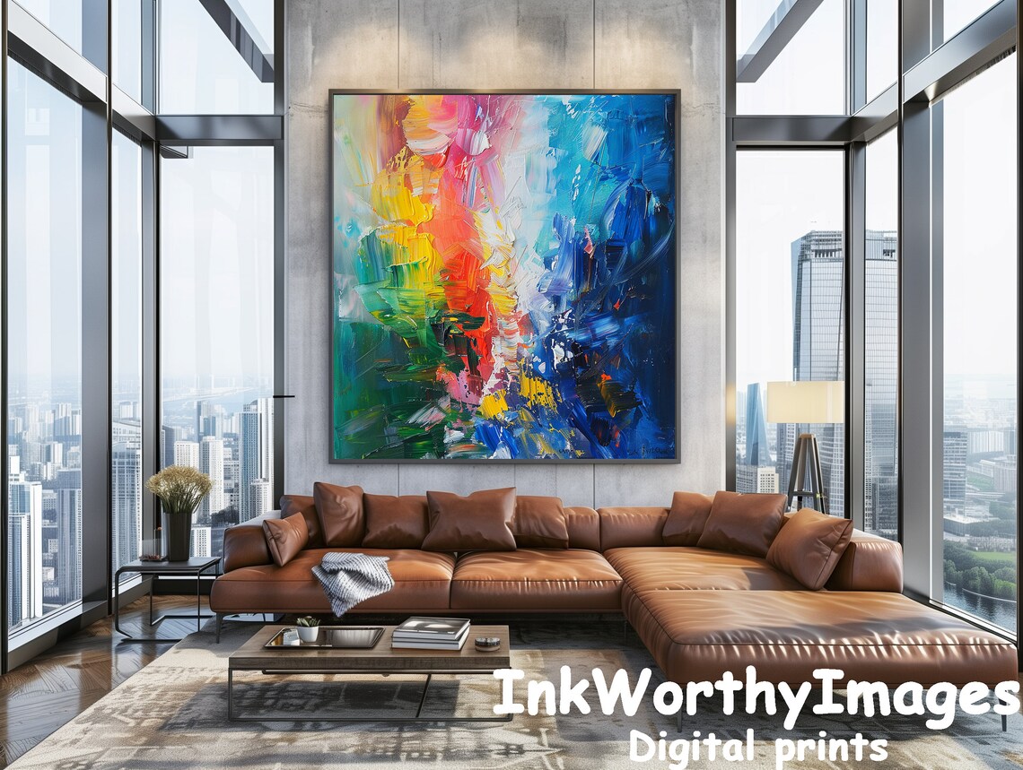 Vibrant Abstract Rainbow, Modern Expressive Decor - Image 3