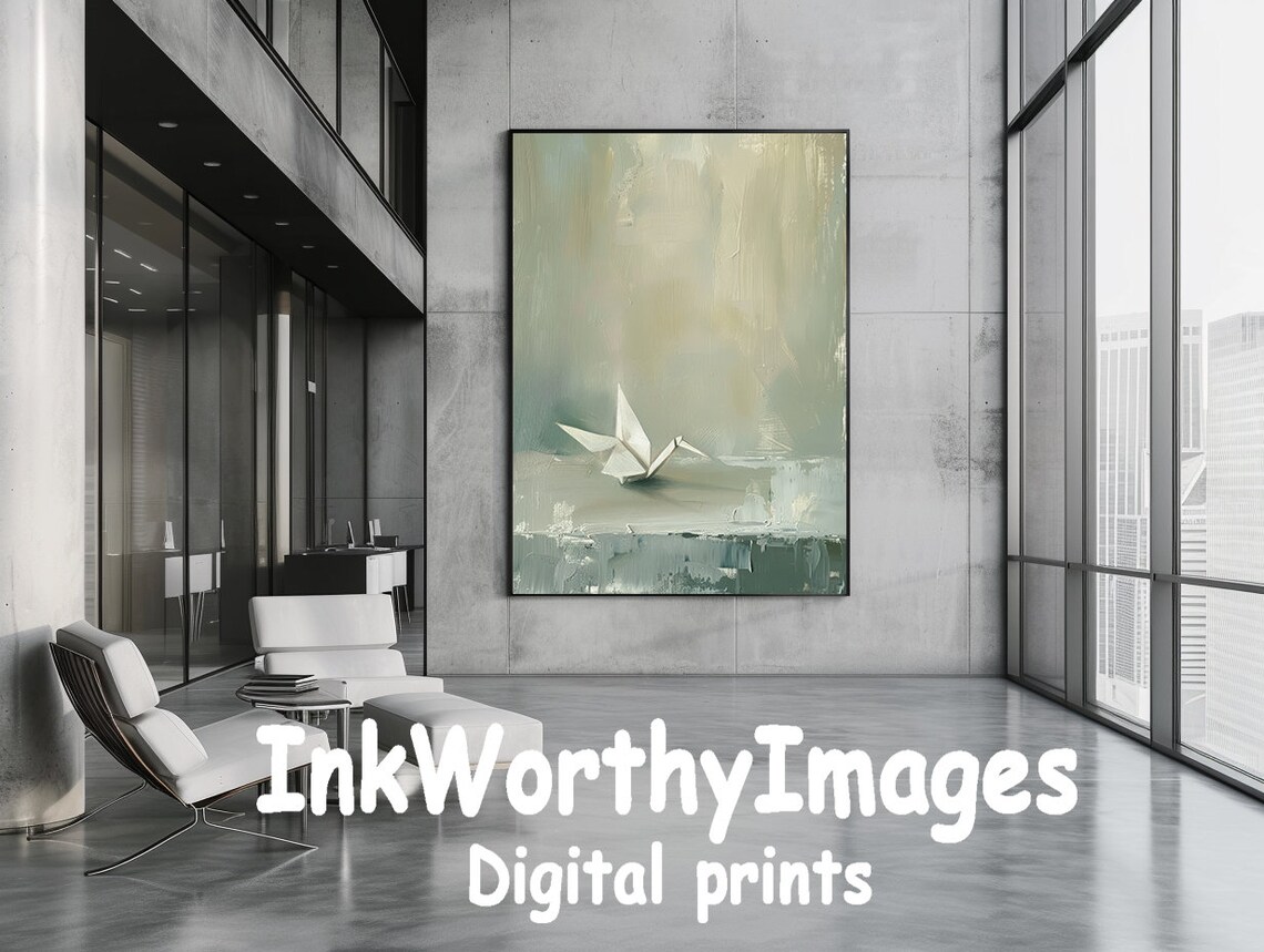 Minimalist Origami Crane, Modern Art Print - Image 4