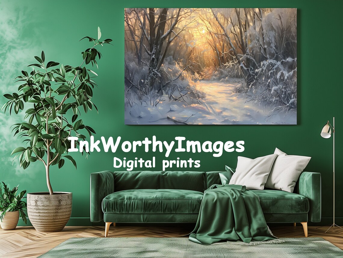 Winter Wonderland Peaceful Snowy Forest Art Print - Image 2