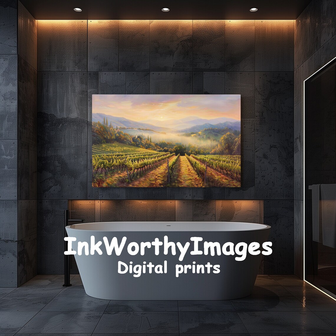 Tuscan Sunrise Vineyard, Italian Countryside Art Print - Image 5