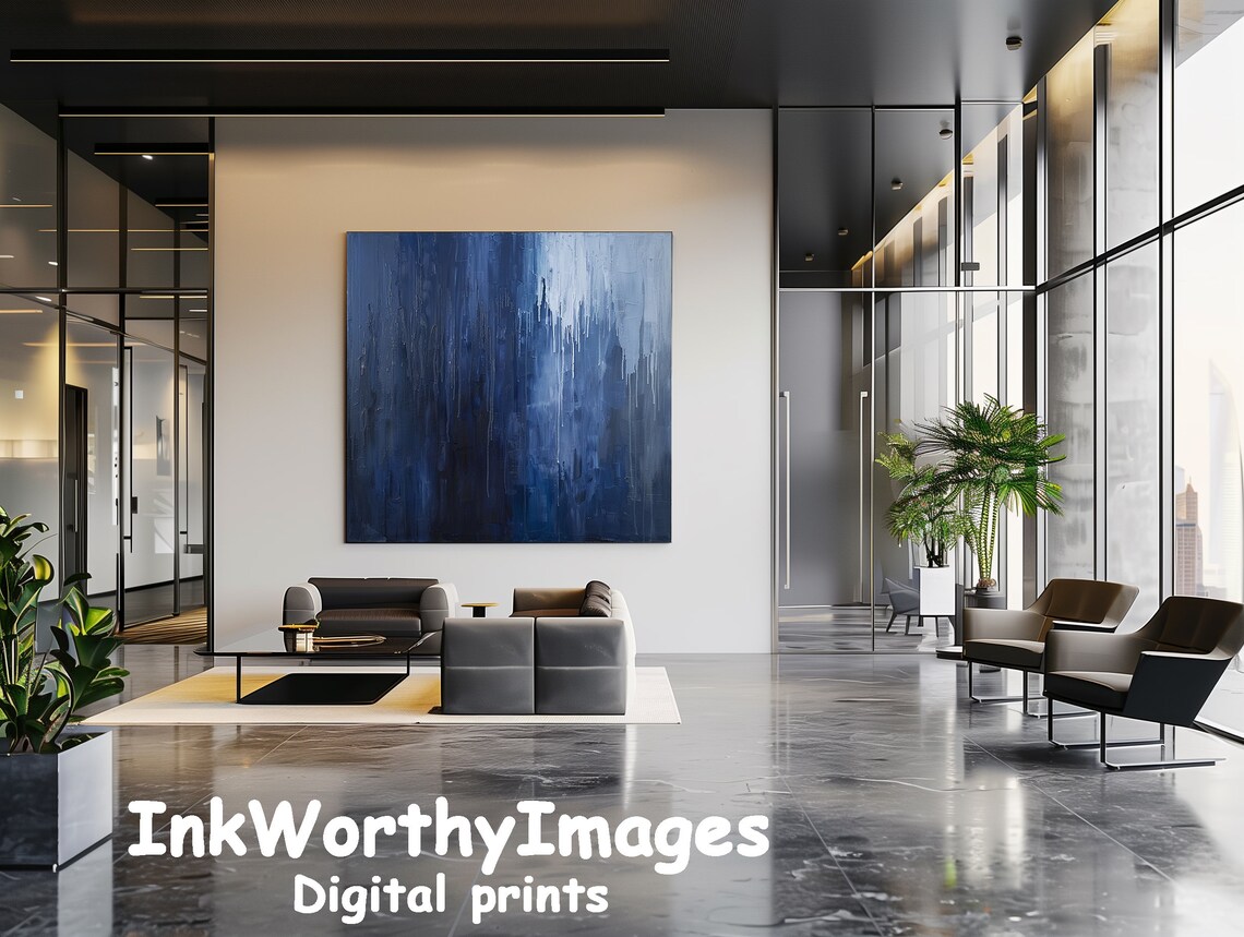 Deep Ocean Blue Abstract, Modern Minimalist Art Print - Image 4