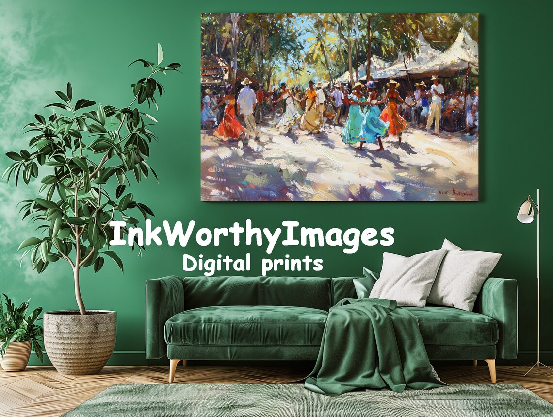 Caribbean Market Dance, Festival Celebration Art Print - Image 2