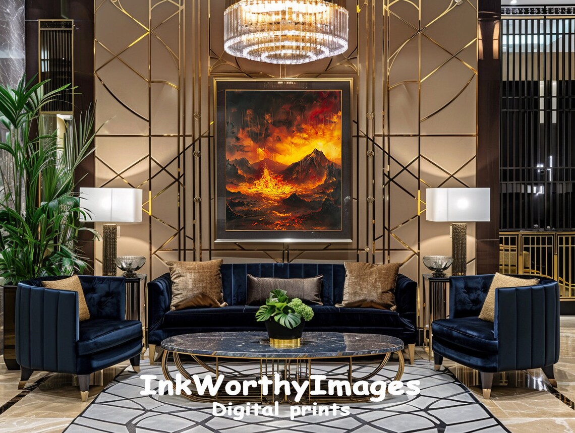 Volcanic Eruption Abstract Art, Fiery Landscape - Image 5