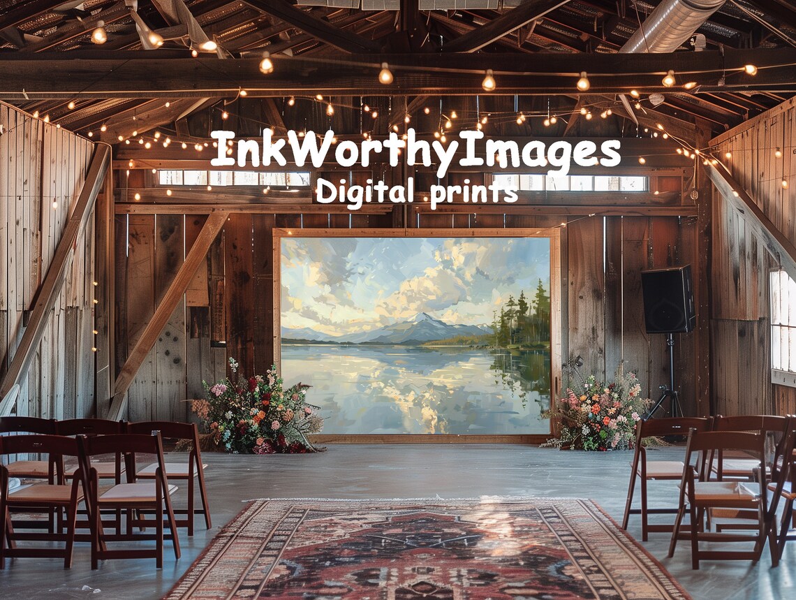 Mountain Lake Reflection, Tranquil Landscape Painting - Image 6