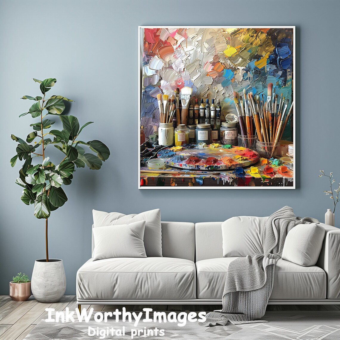 Artist's Palette and Brushes, Abstract Wall Art - Image 3