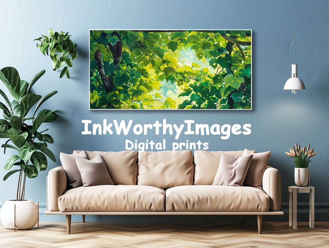 Lush Green Canopy, Sunlit Leaves Forest Decor - Image 4