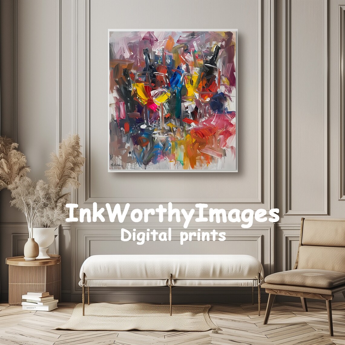 Abstract Wine Glasses, Modern Wall Decor - Image 6