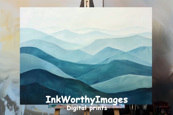 Mountain Layers Art Print, Serene Abstract Landscape