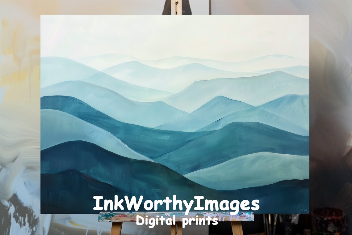 Mountain Layers Art Print, Serene Abstract Landscape