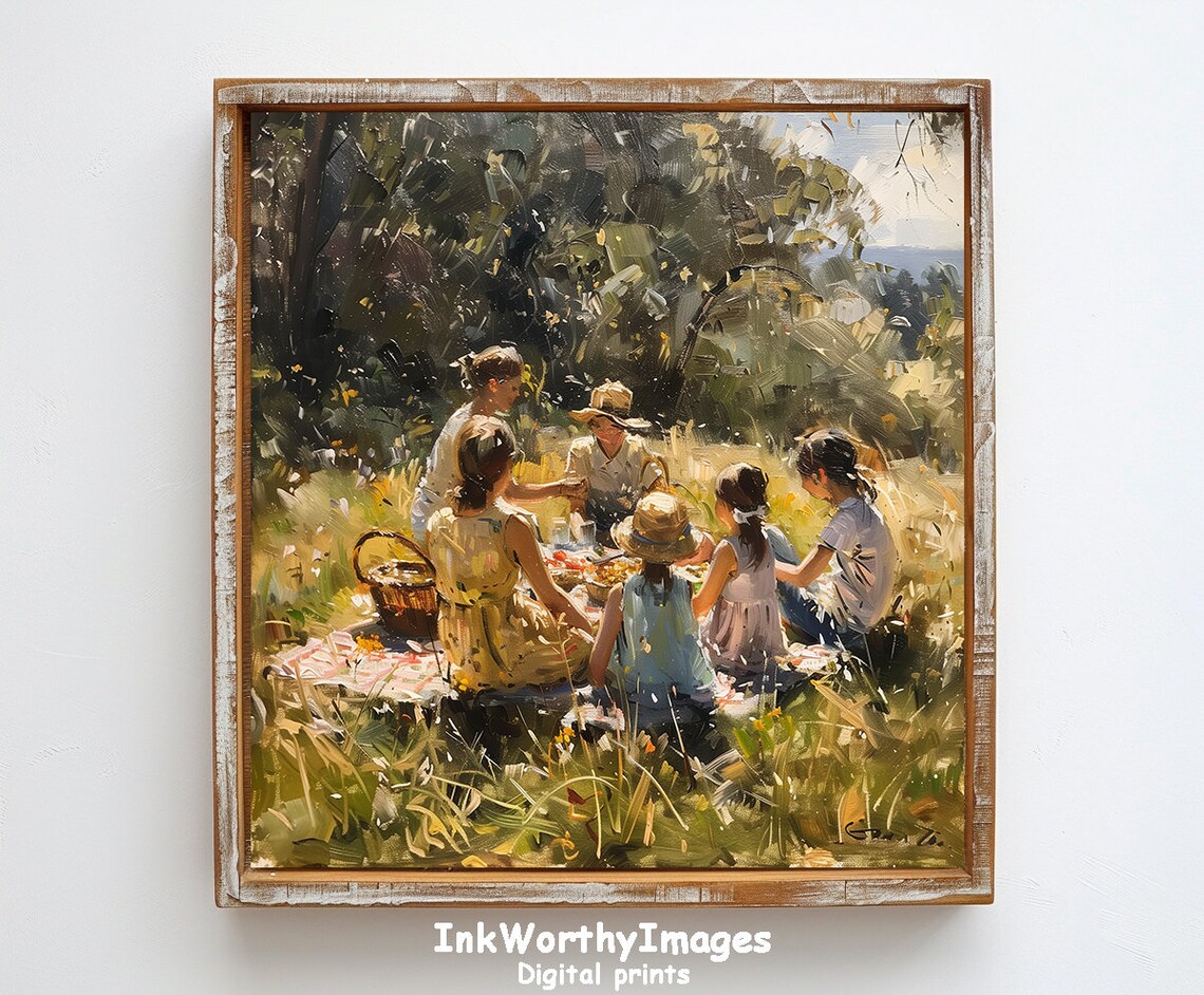Family Picnic - Outdoor Gathering Summer Day Scene - Image 6