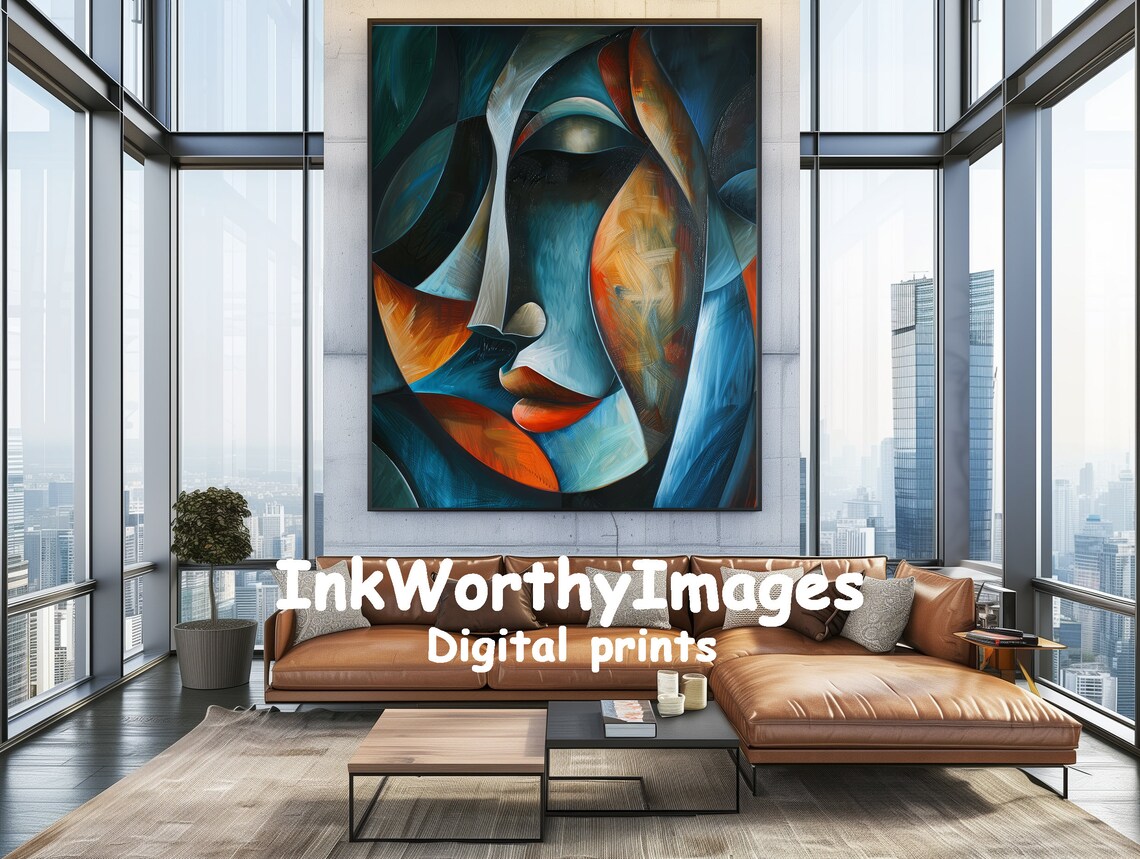 Abstract Portrait, Modern Cubist Face Wall Art - Image 4