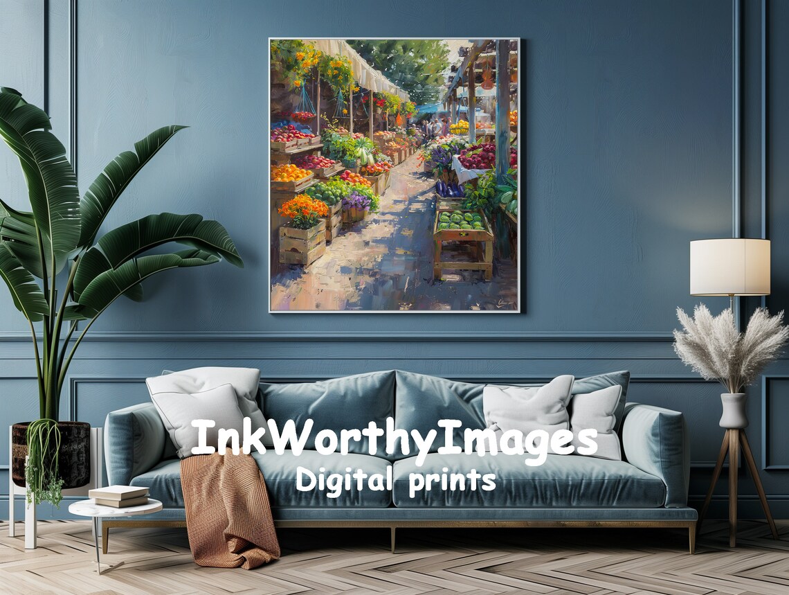 Sunny Farmers Market - Modern Market Scene - Image 3