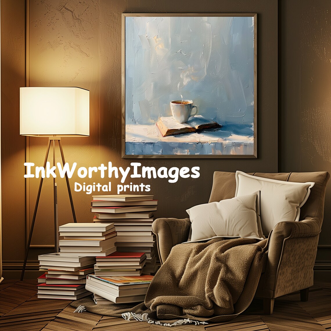 Morning Coffee And Book, Cozy Reading Nook Art Print - Image 3