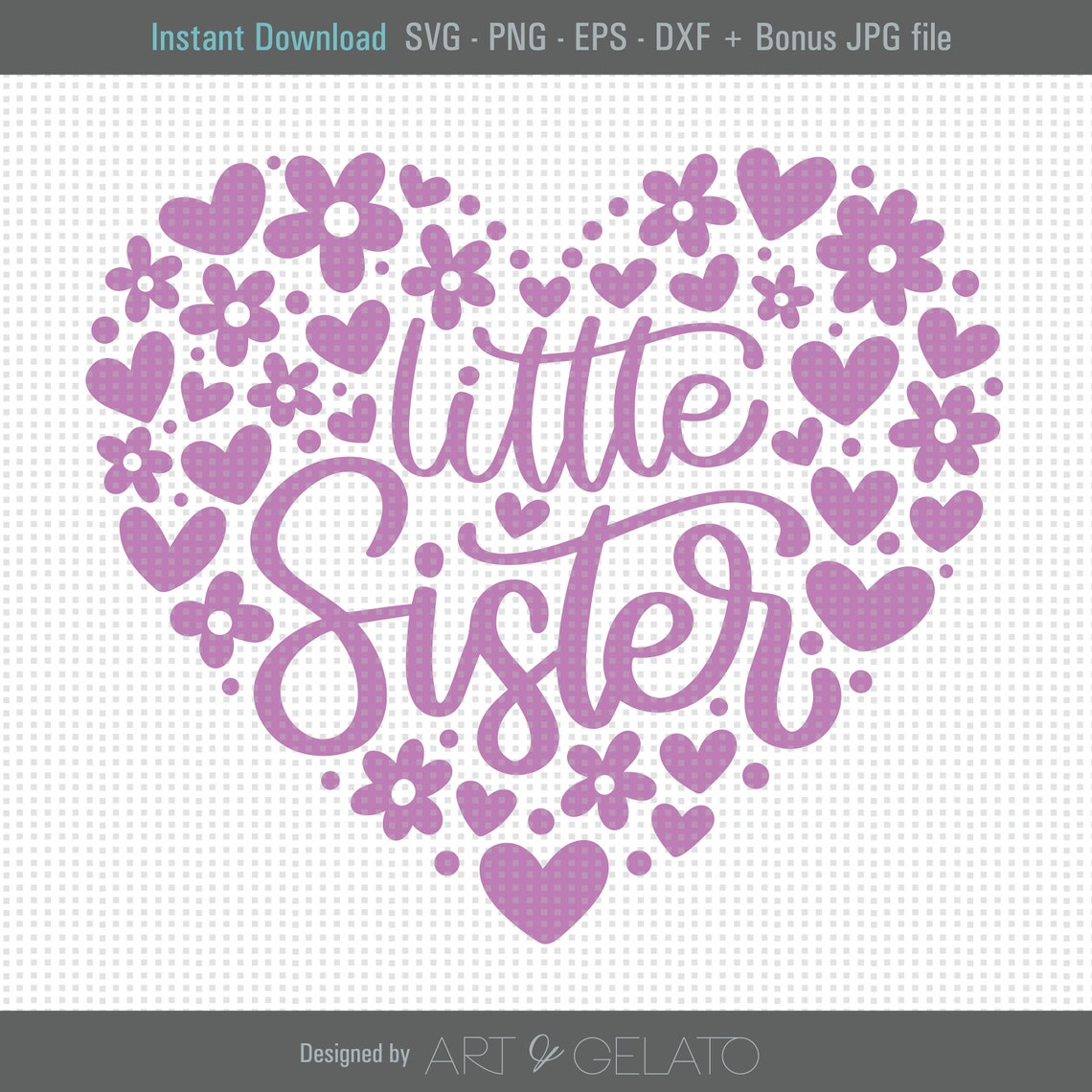 Little Sister Svg Sister Svg Baby Girl Shower Svg Little Sister Shirt Svg Floral Heart Svg Baby Onesie Svg Little Sister Heart Svg