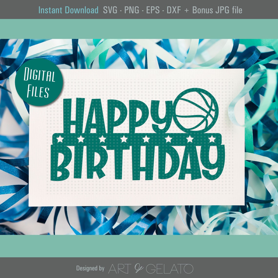 Happy Birthday Basketball Svg Cake Topper Cutout Svg Basketball Cake Topper Svg Instant Cutout Birthday Sign Basketball Svg - Image 3