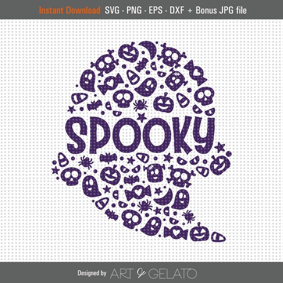 Spooky Ghost Circle Skull Pumpkin Navy Halloween Design Poster
