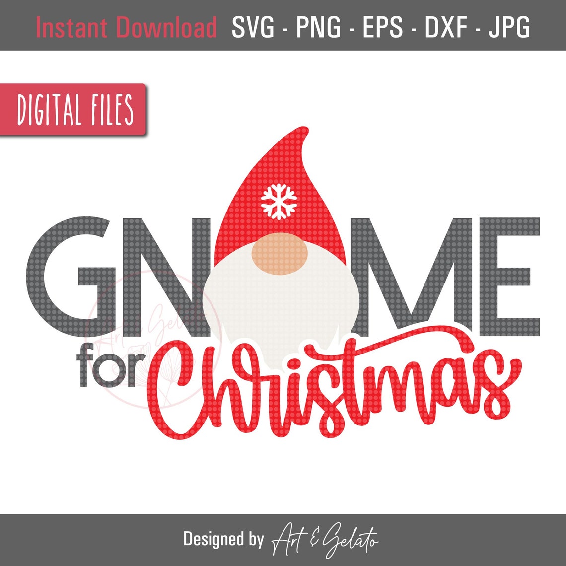 Gnome for Christmas Red Gray Holiday Pun Winter Party Decor Poster