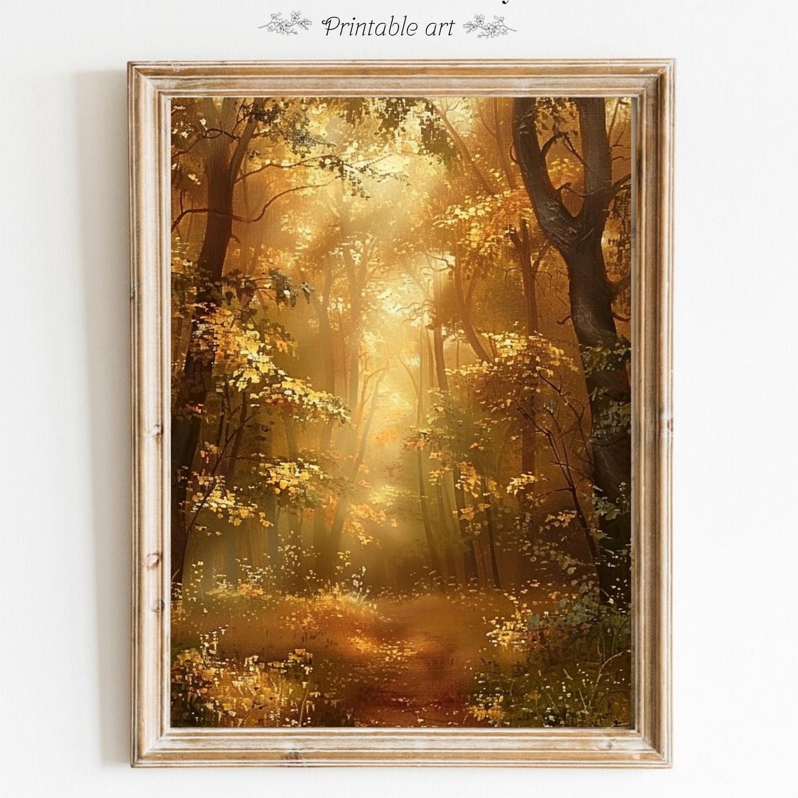 Enchanted Autumn Landscape Print Fall Path Forest Poster Rustic Fall Decor Moody Landscape Wall Art Farmhouse Decor 658