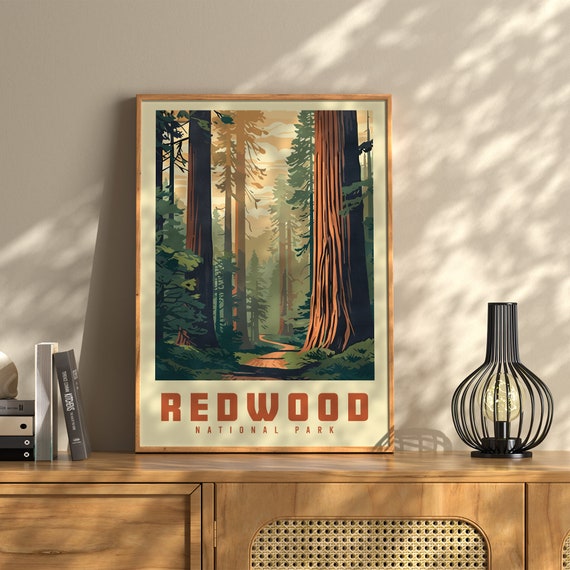 Redwood National Park Vintage Travel Poster California