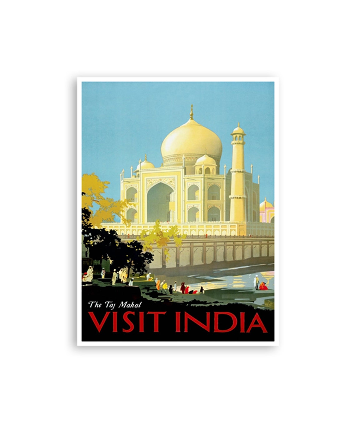 Agra The Taj Mahal Visit India Retro Vintage Travel Art Poster