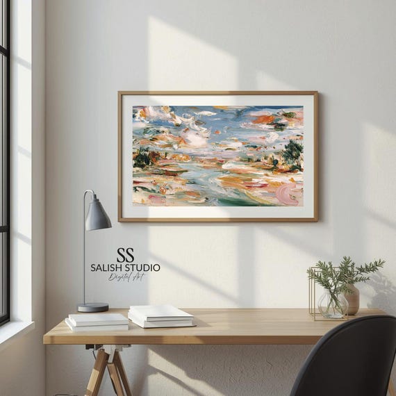 Abstract Coastal Horizon Art Print Modern Impressionist Landscape
