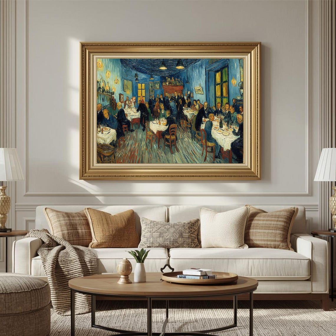 The Night Café Van Gogh Style Blue Interior Impressionist Poster
