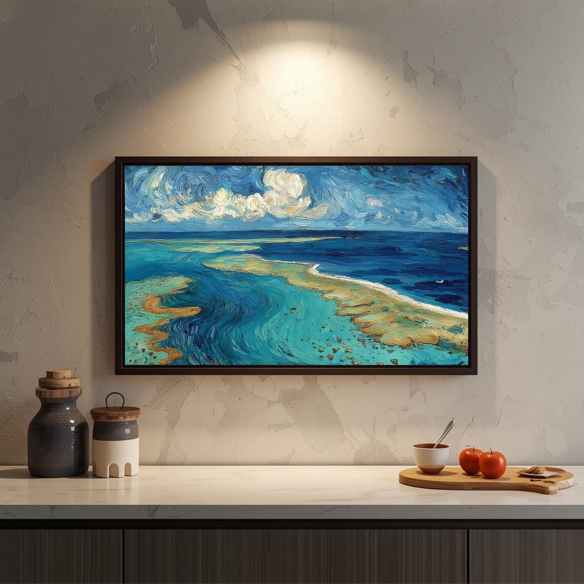 Great Barrier Reef Aerial Turquoise Coral Ocean View Art Poster