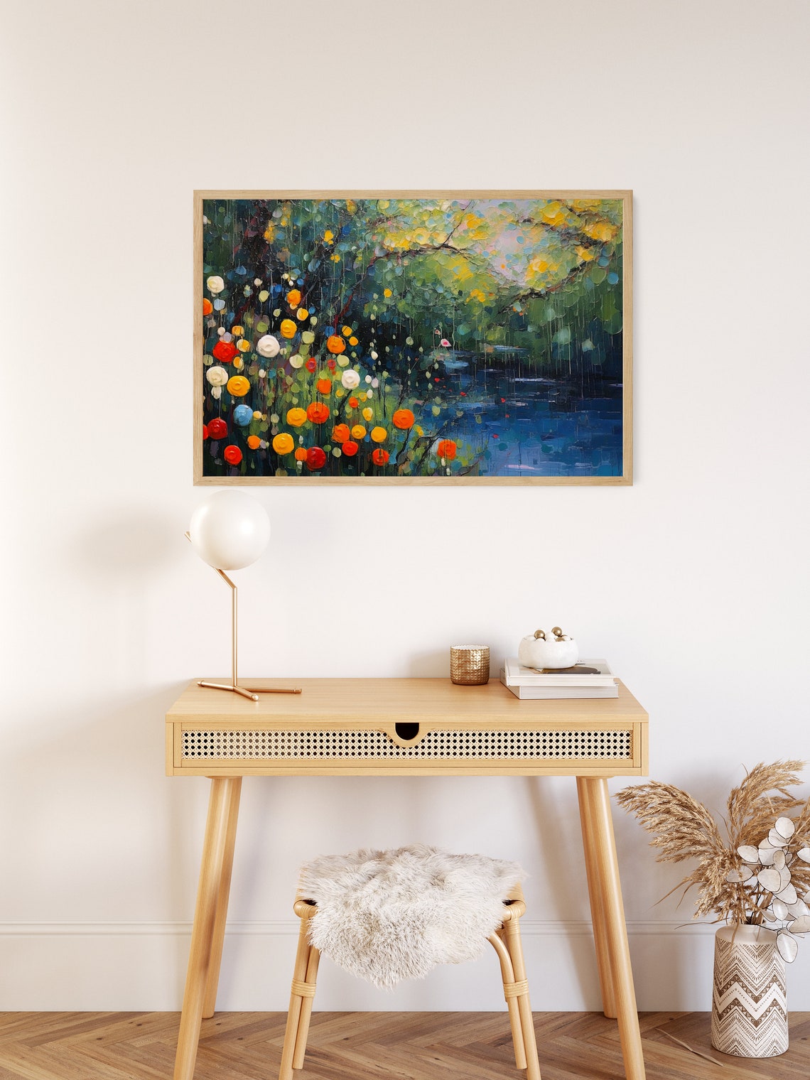 Impressionist Wildflower Stream Colorful Dots Dark Water Floral Poster - Image 2