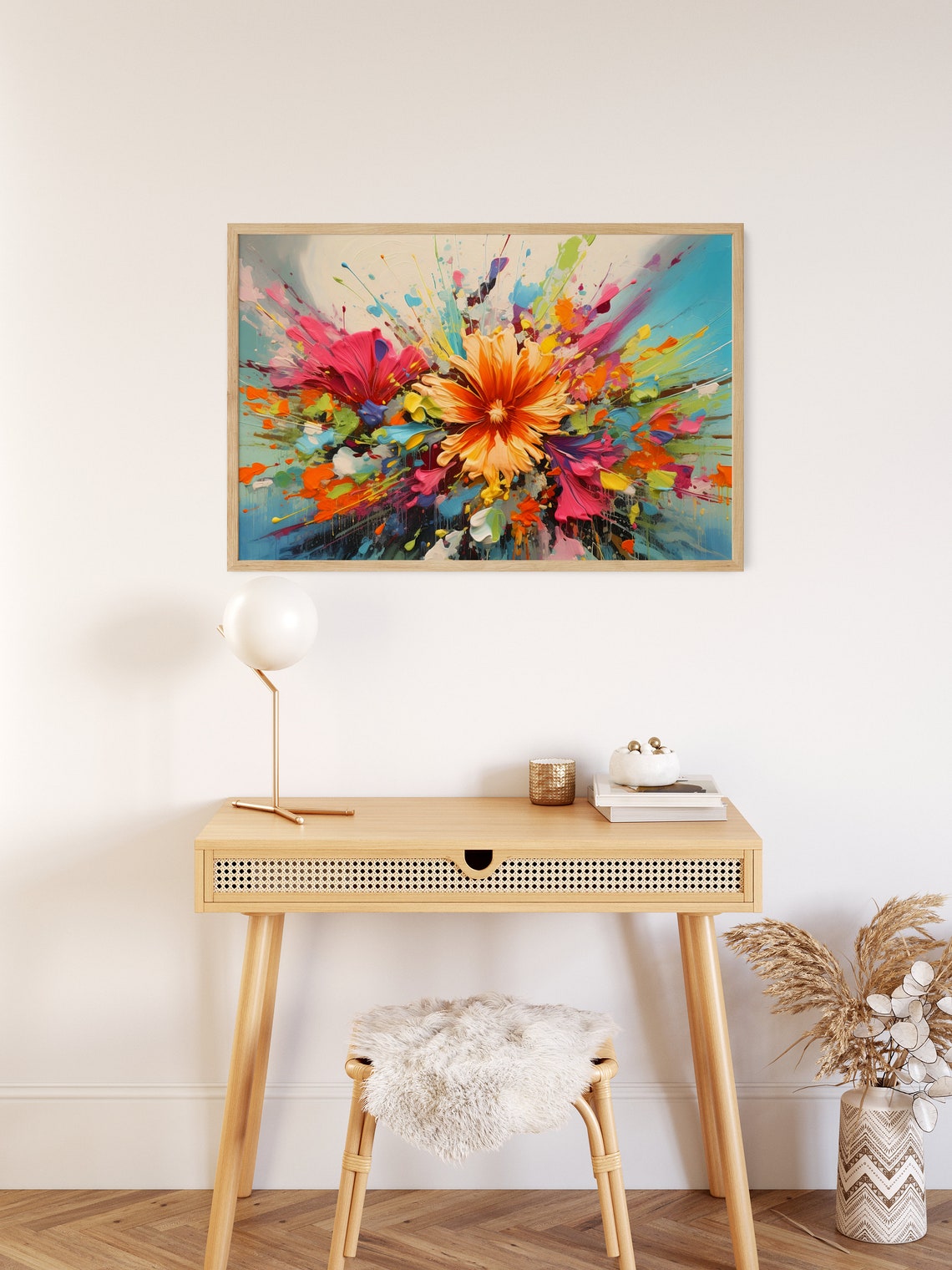 Colorful Floral Burst Abstract Splatter Vibrant Modern Art Poster - Image 3