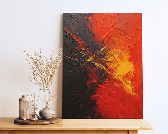 Red Orange Yellow Painting Jean Paul Riopelle Style Vik Muniz Influence Larry Poons Inspired Abstraction Cration