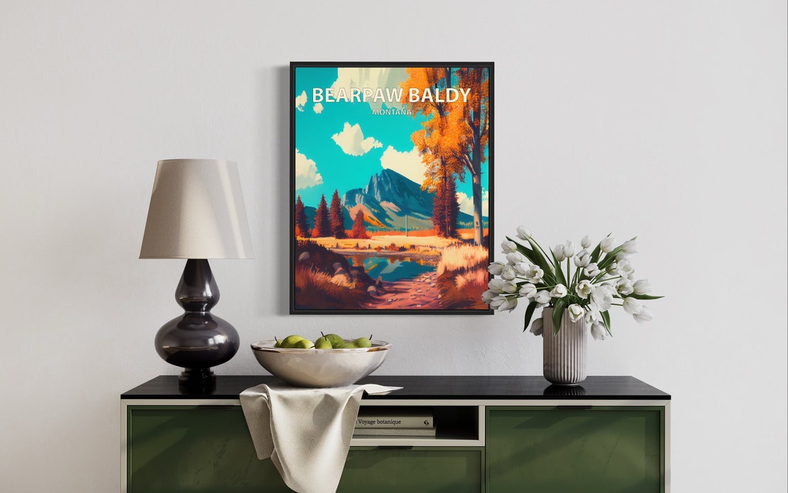 Bearpaw Baldy Montana Rocky Peak Pond Reflection Fall Art Poster - Image 3
