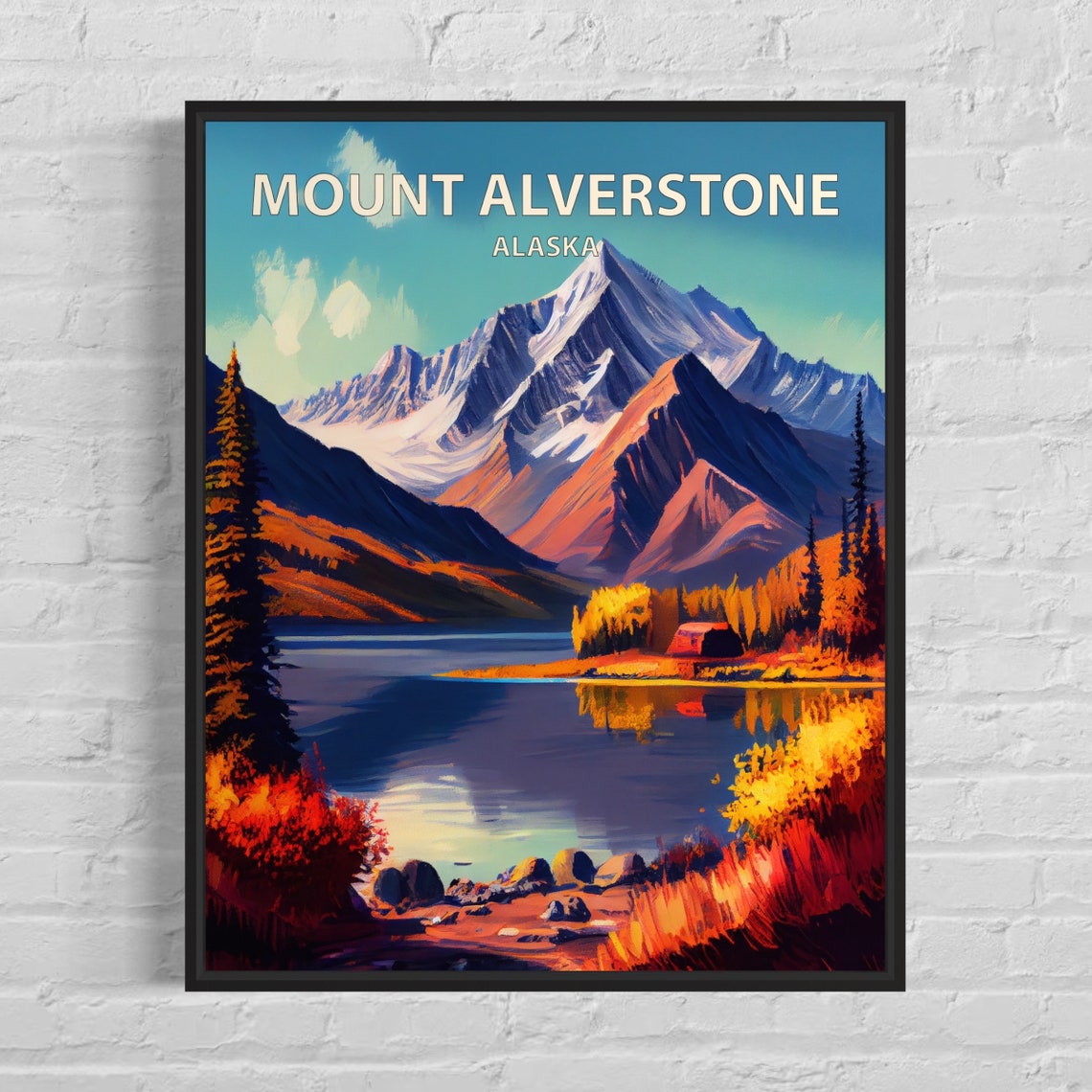 Mount Alverstone Alaska Lake Reflection Autumn Peaks Travel Poster