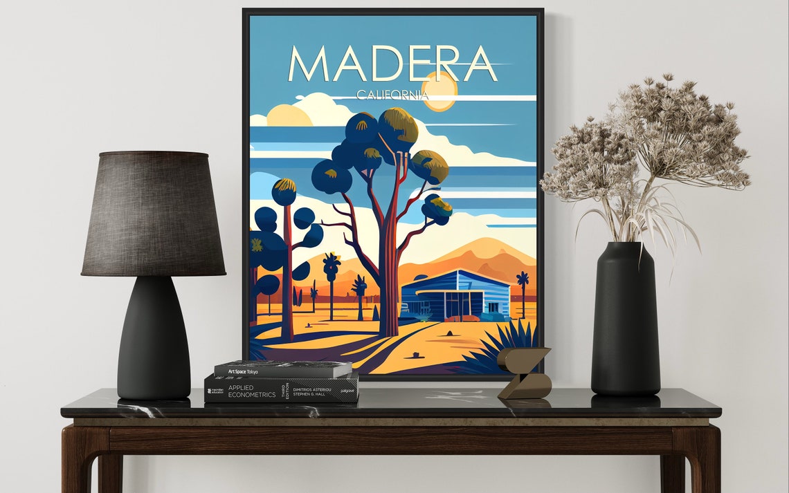 Madera California Desert Trees Vintage Building Retro Poster - Image 3