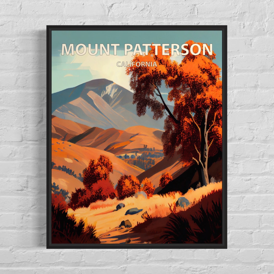Mount Patterson California Rolling Hills Sunset Valley Art Poster