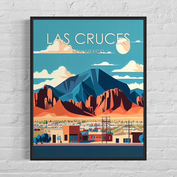 Las Cruces New Mexico Retro Organ Mountains Desert Town Poster