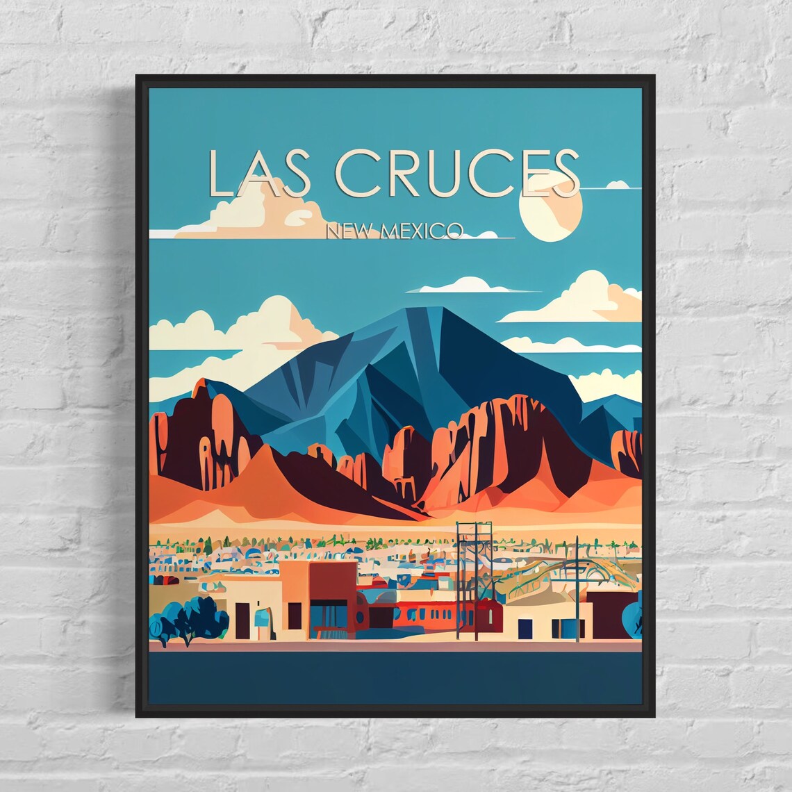 Las Cruces New Mexico Retro Organ Mountains Desert Town Poster