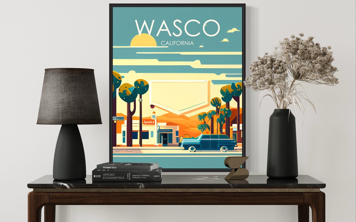 Wasco California Main Street Vintage Pickup at Sunset Poster - Image 3