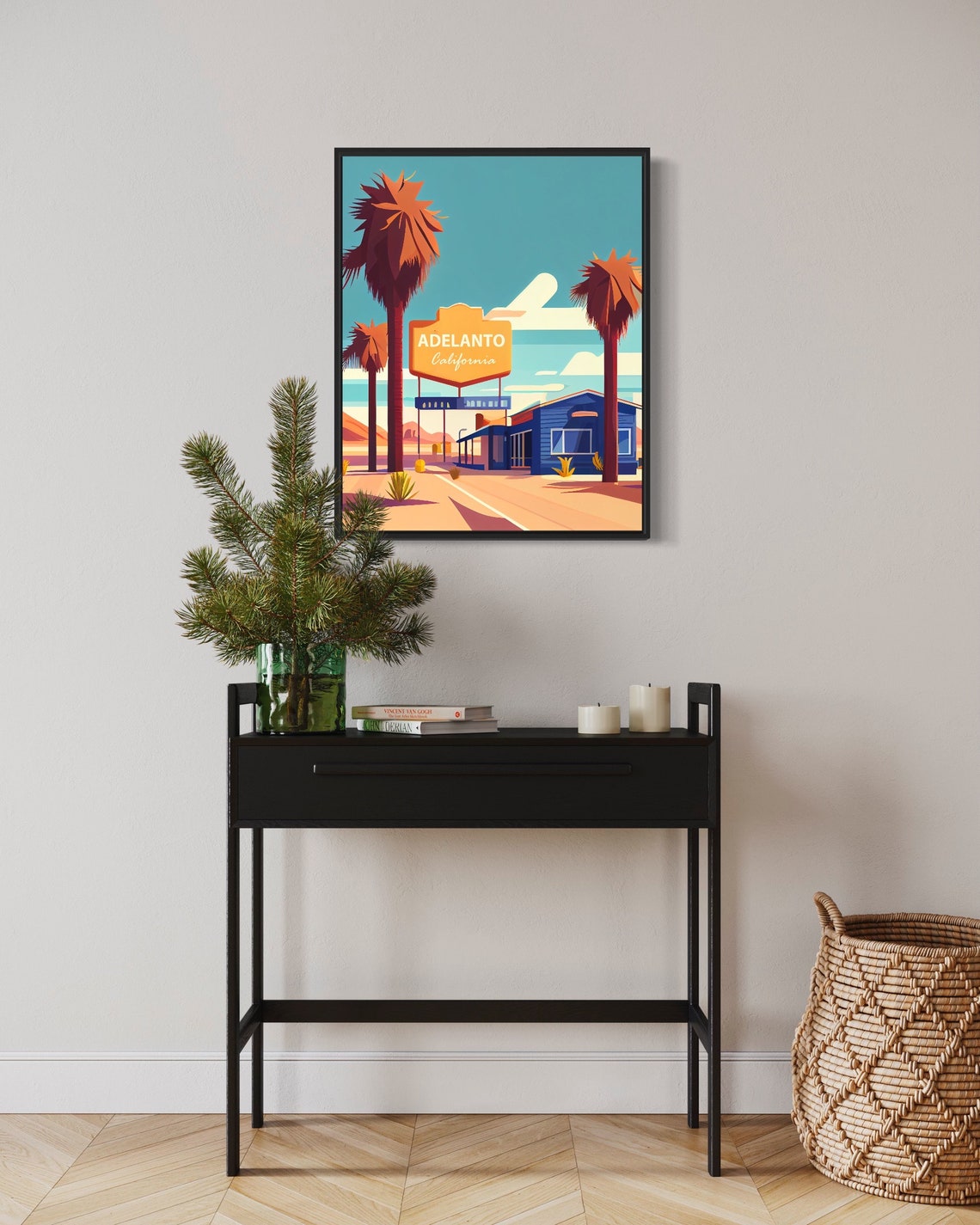Adelanto California Retro Roadside Diner Sign Desert Scene Poster - Image 2