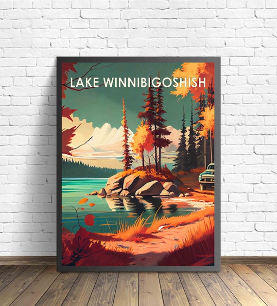 Lake Winnibigoshish Retro Art Print Lake Winnibigoshish Wall Art Illustration Lake Winnibigoshish Vintage 1960s Design Poster Artwork
