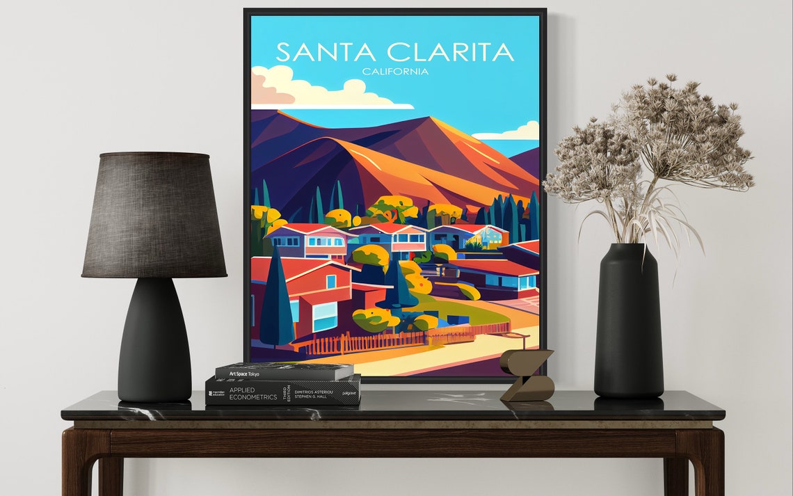 Santa Clarita California Suburb Sunset Mountain View Poster Artwork - Image 3