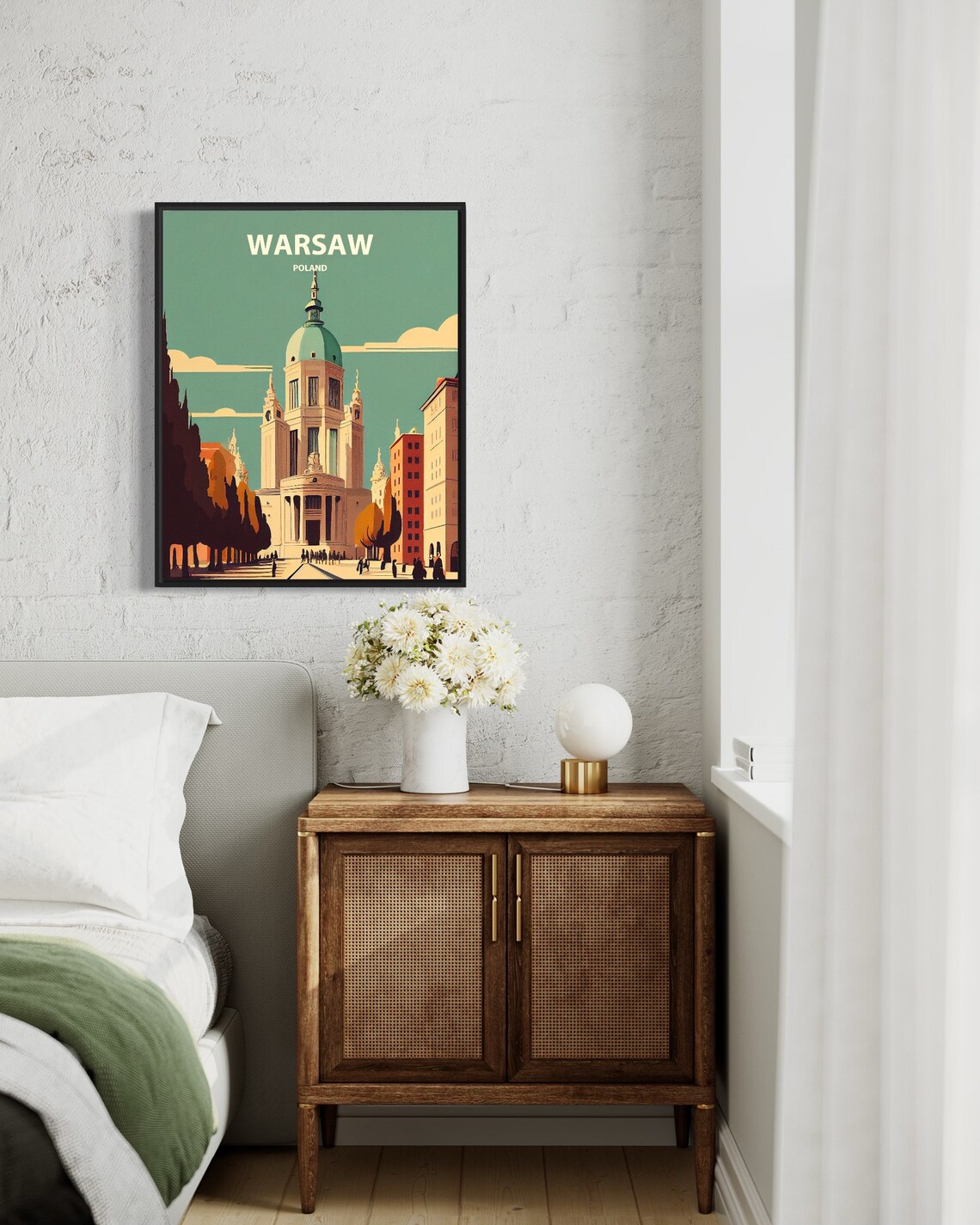 Warsaw Poland Retro Historic Church Dome Old Town Plaza Poster - Image 3