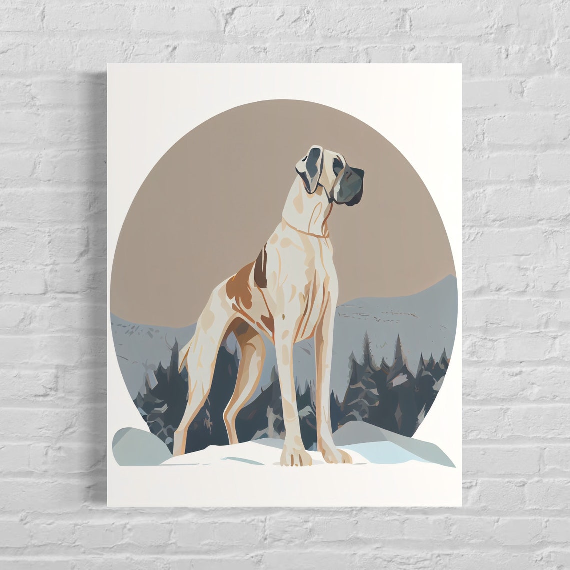 Great Dane Dog Standing Elegant Minimalist Illustration Poster