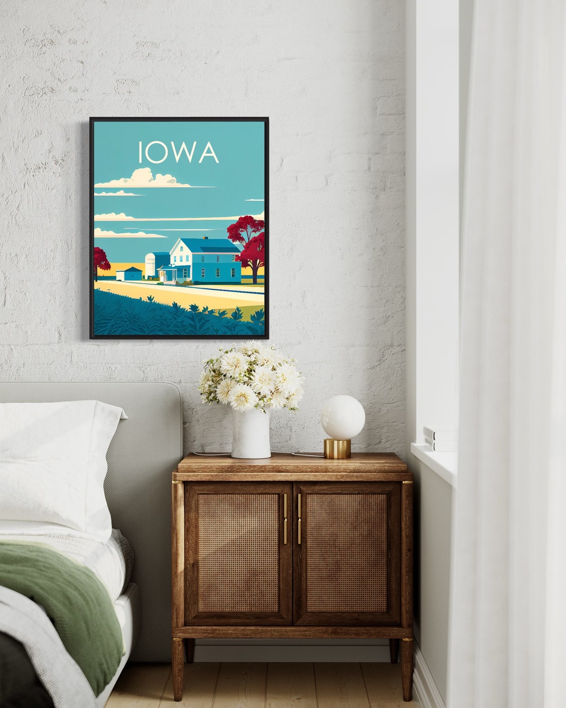 Iowa Farmhouse Harvest Fields Vintage Scenic Heartland Poster - Image 3