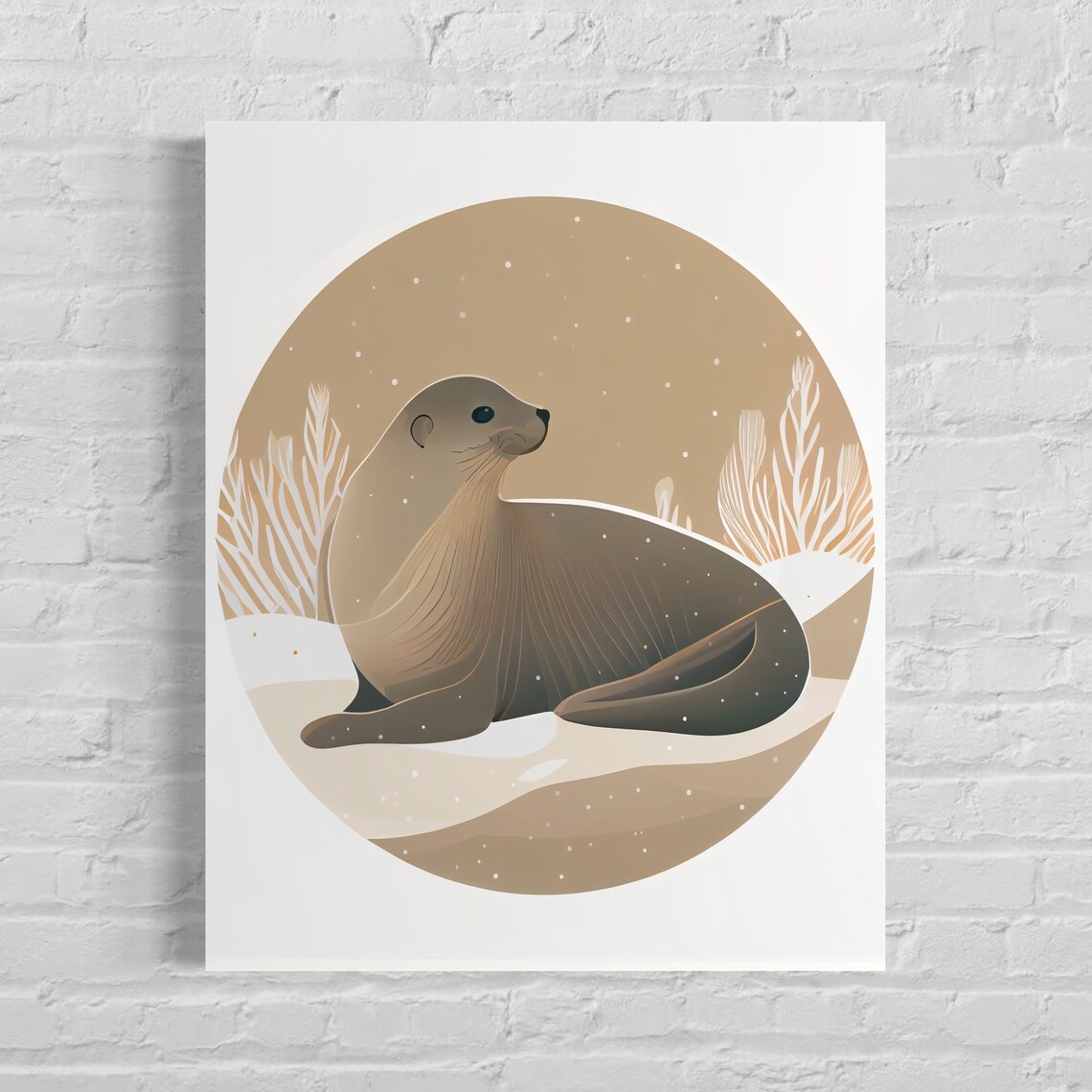 Seal Retro Art Print Seal Illustration Seal Vintage Minimal Design Poster