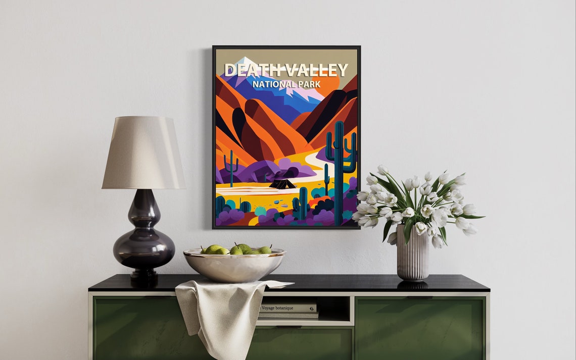 Death Valley National Park Desert Canyons Cacti Travel Poster - Image 3