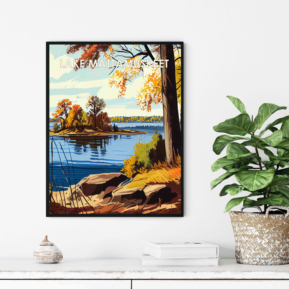 Lake Mattamuskeet Retro Art Print Lake Mattamuskeet Wall Art Illustration Lake Mattamuskeet Vintage 1960s Design Poster Artwork - Image 3